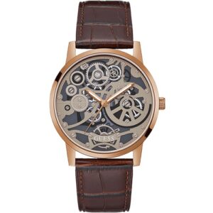 Đồng Hồ Guess Chính Hãng Nam GW0570G2 Skeleton Dial Brown Leather Men's Watch