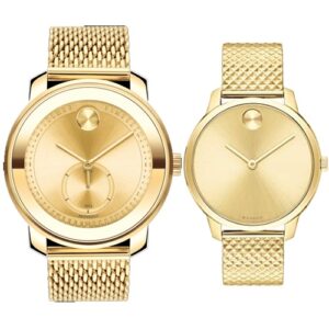 Đồng Hồ Movado Chính Hãng Nam Nữ 3600678 3600598 Bold Gold-tone Couple Watch
