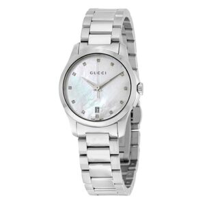 Đồng Hồ Gucci Chính Hãng Nữ YA126542 G-Timeless Mother of Pearl Diamond Dial Steel Ladies Watch
