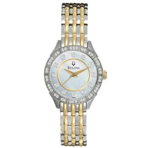 Đồng Hồ Bulova Chính Hãng Nữ 98L162 Mother of Pearl Crystal Dial Two Tone Ladies Watch