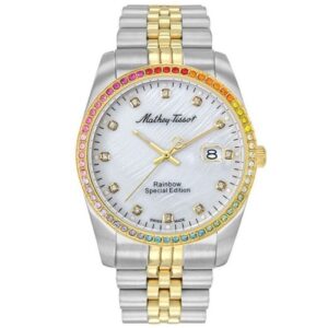 Đồng Hồ Mathey-Tissot Chính Hãng Nam H809BQYI Mathy Rainbow Quartz White Dial Unisex Watch