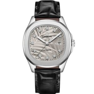 Đồng Hồ Carnival Chính Hãng Nam 8115G-VT-DD-N Aquanus Black Leather Men's Watch