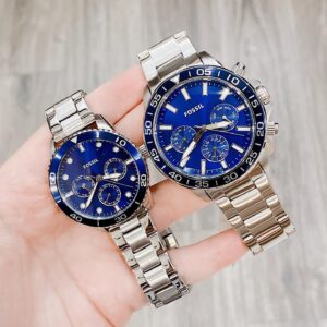 Đồng Hồ Fossil Chính Hãng Nam Nữ Blue Dial Stainless Steel Couple Watch