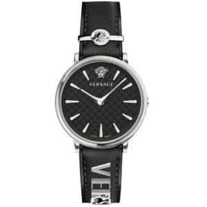 Đồng Hồ Versace Chính Hãng Nữ VE8104122 V-Circle Black Leather Ladies Watch
