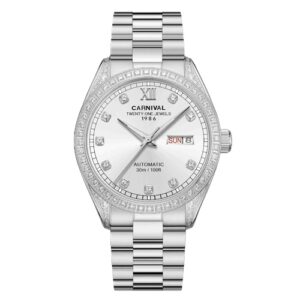 Đồng Hồ Carnival Chính Hãng Nam 8907G-VT-T Automatic Silver Stainless Steel Men's Watch