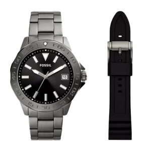 Đồng Hồ Fossil Chính Hãng Nam BQ2785SET Bannon Three-Hand Date Smoke Stainless Steel Men's Watch