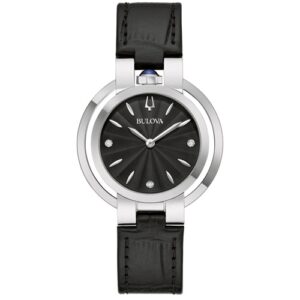 Đồng Hồ Bulova Nữ Chính Hãng 96P238 Black Leather Strap Ladies Watch