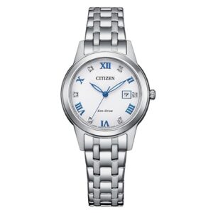 Đồng Hồ Citizen Nữ Chính Hãng FE1240-57A Eco-Drive Classic Stainless Steel Crystal Ladies Watch