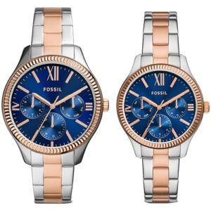 Đồng Hồ Fossil Chính Hãng Nam Nữ BQ2736SET His and Hers Multifunction Two-Tone Stainless Steel Couple Watch