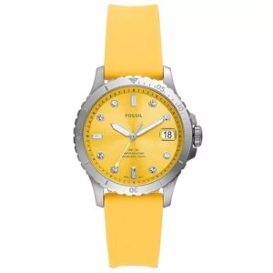 Đồng Hồ Fossil Chính Hãng Nữ ES5289 FB-01 Three-Hand Date Yellow Silicone Ladies Watch