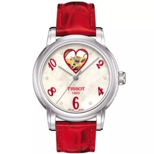 Đồng Hồ Tissot Chính Hãng Nữ T050.207.16.116.02 T0502071611602 T-Classic Heart Mother of Pearl Dial Red Leather Ladies Watch
