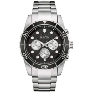 Đồng hồ Bulova Nam Chính Hãng 98A154 Quartz Chronograph Black Dial Stainless Steel Men's Watch