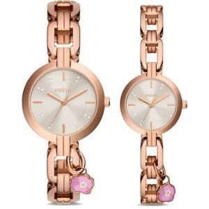 Đồng Hồ Fossil Chính Hãng Nam Nữ BQ3881SET Kerrigan Three-Hand Rose Gold-Ton Couple Watch
