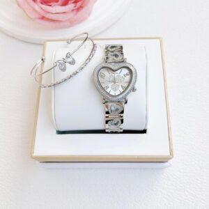 Đồng Hồ Davena Nữ Chính Hãng Heart Silver Ladies Set Watch