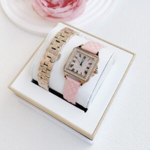Đồng Hồ Davena Nữ Chính Hãng Pink Leather Ladies Set Watch