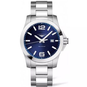 Đồng Hồ Longines Chính Hãng Nam L3.760.4.96.6 L37604966 Conquest Quartz Blue Dial Stainless Steel Men's Watch