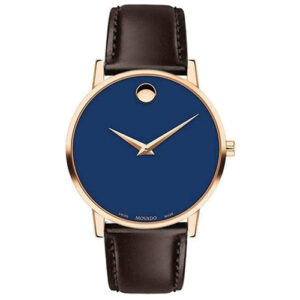 Đồng Hồ Movado Nam Chính Hãng 0607316 Museum Quartz Blue Dial Leather Men's Watch
