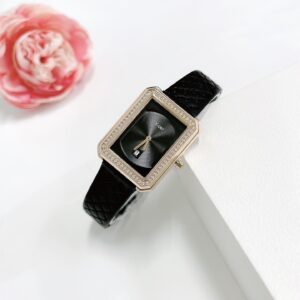 Đồng Hồ X-cer Chính Hãng Nữ Crystal Black Leather Ladies Watch