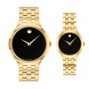 Đồng Hồ Movado Chính Hãng Nam Nữ 0607417 0607420 Veturi Gold Museum Dial Quartz Couple Watch
