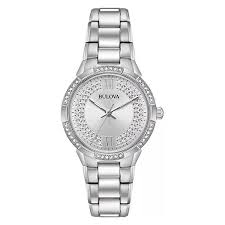 Đồng Hồ Bulova Chính Hãng Nữ 96L249 Crystal Accent Quartz Silver Stainless Steel Watch