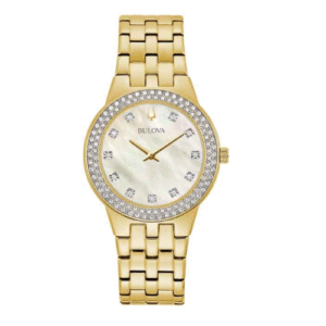 Đồng Hồ Bulova Chính Hãng Nữ 98x124 Gold Crystal Quartz Dial Ladies Watch