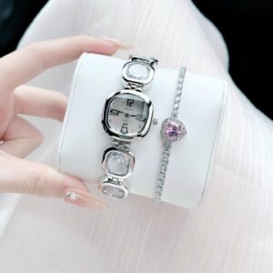 Đồng Hồ Melissa Nữ Chính Hãng Silver Stainless Steel Ladies Square Watch