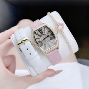 Đồng Hồ Christian Van Sant Nữ Chính Hãng Elegant White + Pink Leather Ladies Watch