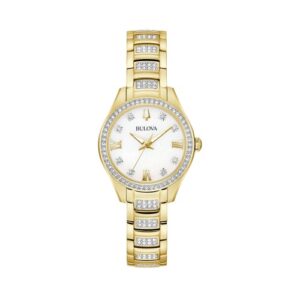 Đồng Hồ Bulova Chính Hãng Nữ 98L306 Crystal Quartz White Dial Ladies Watch