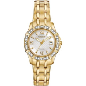 Đồng Hồ Citizen Chính Hãng Nữ EW2362-55A Diamond Silver Dial Yellow Gold-tone Ladies Watch