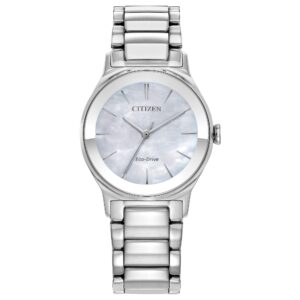Đồng Hồ Citizen Nữ Chính Hãng EM0731-54N Eco-Drive Axiom Silver Stainless Steel Watch