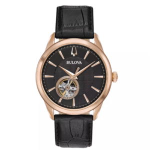 Đồng Hồ Bulova Chính Hãng Nam 97A140 Automatic Mechanical Black Leather Men’s Watch
