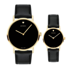 Đồng Hồ Movado Nam Nữ Chính Hãng 0607591 0607599 Museum Classic Black Dial Black Leather Couple Watch
