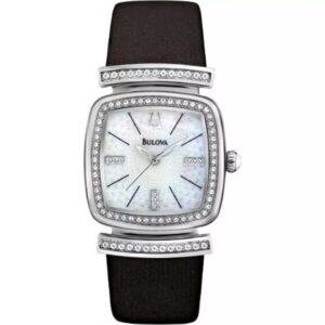 Đồng Hồ Bulova Chính Hãng Nữ 96L194 Black Mother of Pearl Crystal Dial Leather Ladies Watch
