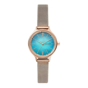 Đồng Hồ Skagen Chính Hãng Nữ SKW2977 Anita Lille Three-Hand Rose-Tone Steel Mesh Watch