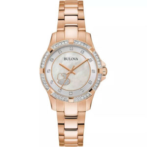 Đồng Hồ Bulova Chính Hãng Nữ 98L303 Crystal Accents Heart Motif Rose Gold Ladies Watch