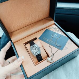 Đồng Hồ  FL Franklin Chính Hãng Nữ Oval Black Leather Women's Watch