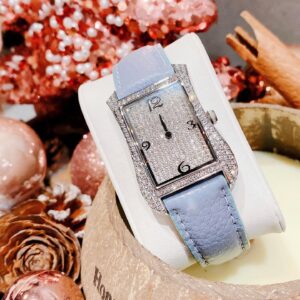 Đồng Hồ Davena Nữ Chính Hãng Black Leather Swarovski Ladies Set Watch