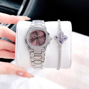 Đồng Hồ Rivero Nữ Chính Hãng New Collection Silver Steel Brown Dial Square Watch