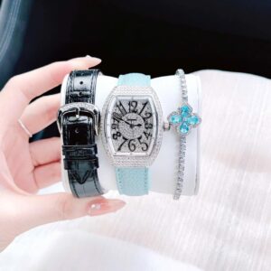 Đồng Hồ Rivero Nữ Chính Hãng Black Leather Set Ladies Watch