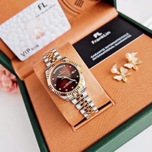 Đồng Hồ FL Franklin Chính Hãng Nữ Quartz Brown Dial Two-Tone Steel Watch