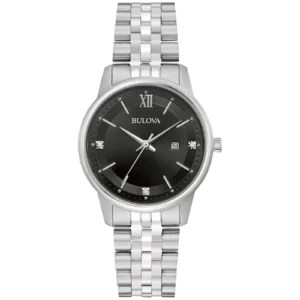 Đồng Hồ Bulova Chính Hãng Nữ 96P226 Stainless Steel Black Dial Diamond Women's Watch