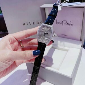 Đồng Hồ Rivero Nữ Chính Hãng Black Leather Silver Dial Oval Ladies Watch