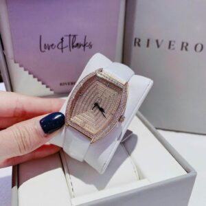 Đồng Hồ Rivero Nữ Chính Hãng White Leather Rose Gold Dial Oval Ladies Watch