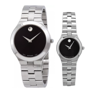 Đồng Hồ Movado Nam Nữ Chính Hãng 0607442 0607444 Juro Silver Stainless Steel Couple Watch