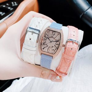 Đồng Hồ Davena Nữ Chính Hãng Swarovski Rose Gold Oval Ladies Set Watch