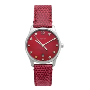 Đồng Hồ Gucci Chính Hãng Nữ YA126584 G-Timeless Red Mother of Pearl Dial Ladies Leather Watch