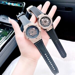 Đồng Hồ Hanboro Chính Hãng Nam Nữ Black Leather Couple Watch