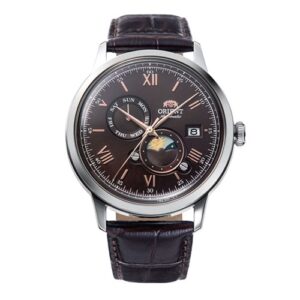 Đồng Hồ Orient Chính Hãng Nam RA-AK0804Y10B Bambino Sun and Moon Classic Brown Men's Watch