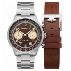 Đồng Hồ Thomas Earnshaw Chính Hãng Nam ES-8186-44 Scientists Ampere Quartz Date Dual Time Brown Dial Men's Watch