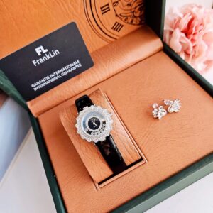 Đồng Hồ FL Franklin Chính Hãng Nữ Quartz Black Leather Women's Watch